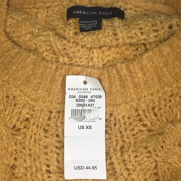 American Eagle Outfitters Mustard Yellow Pullover Cable Knit Sweater Size XS - Picture 2 of 14